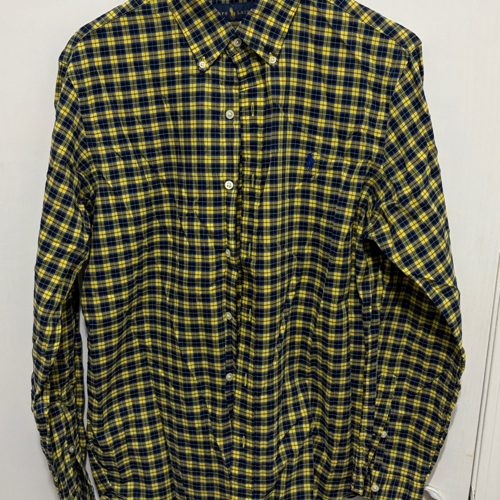 Ralph Lauren Yellow and Blue Casual Button Down Shirt